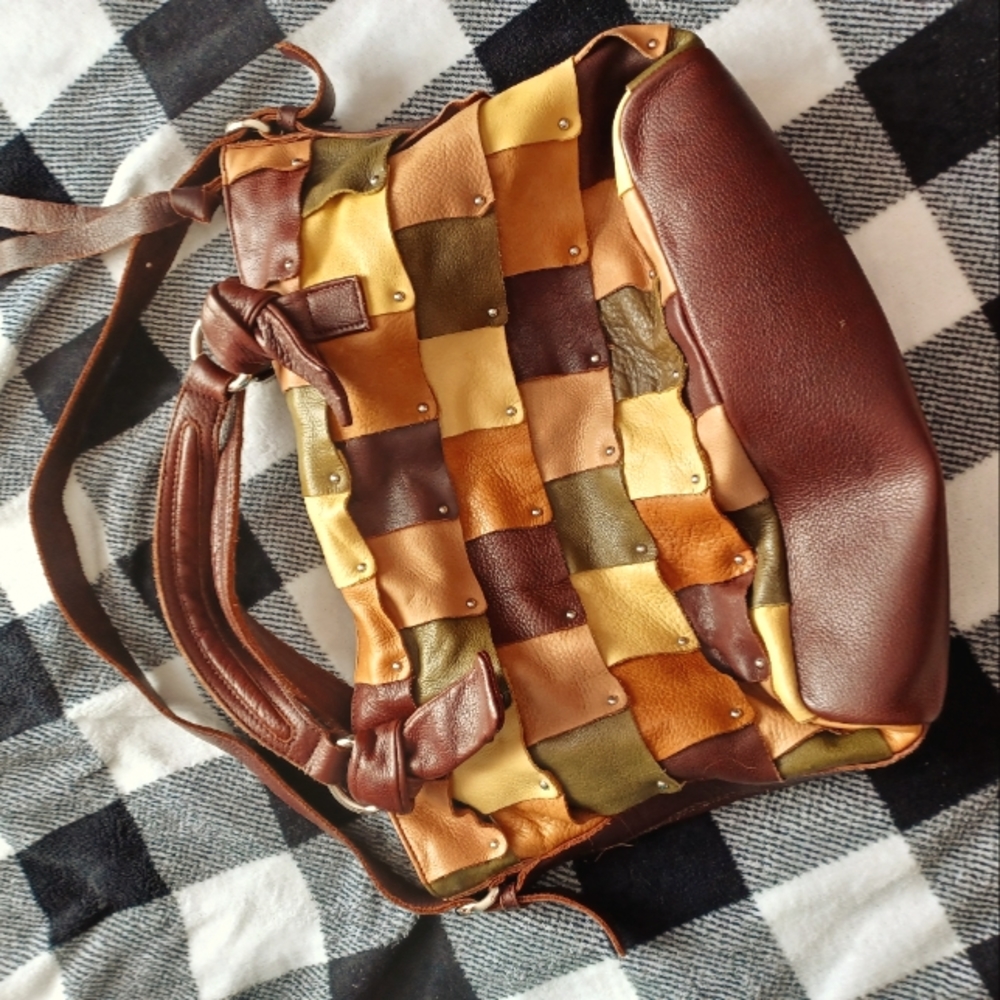 B. Makowsky Multicolor Patchwork Shoulder Bag - image 1